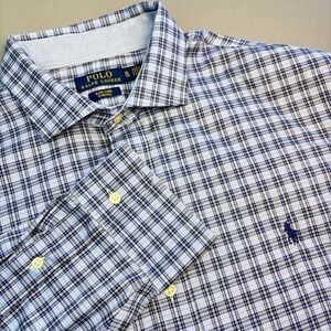 Polo Ralph Lauren Shirt XL Long Sleeve Easy Care Stretch‎ Cotton Checker Blue